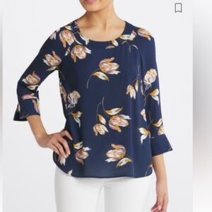 Daniel Rainn Navy Floral Blouse